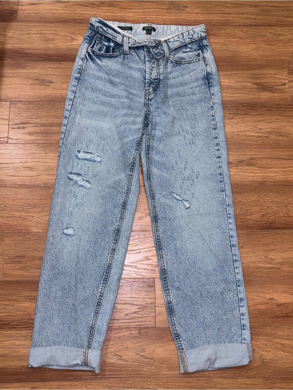 Wild Fable Fold-Over Waist High Rise Straight Light Wash Jeans Sz 4